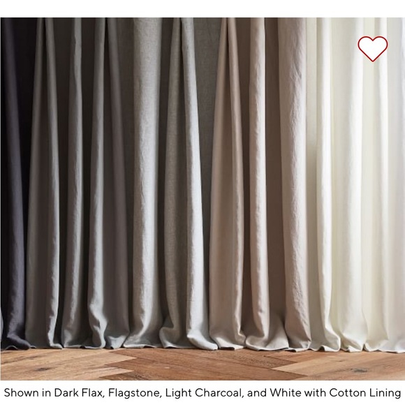 PB Belgian Flax Linen Curtain in Light Charcoal size 50x84 - Picture 2 of 6